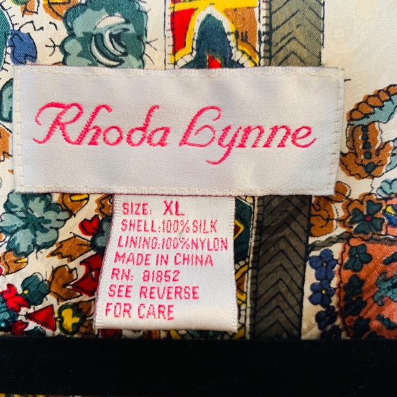 Rhoda Lynne Vintage Silk Bomber Jacket XL Paisley Floral Full Zip Up Coat Boho - Picture 3 of 15